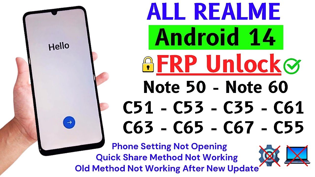 All Realme Google/FRP Bypass Android 14 Without Pc 2025 - Setting Not Open - Quick Share Not Opening