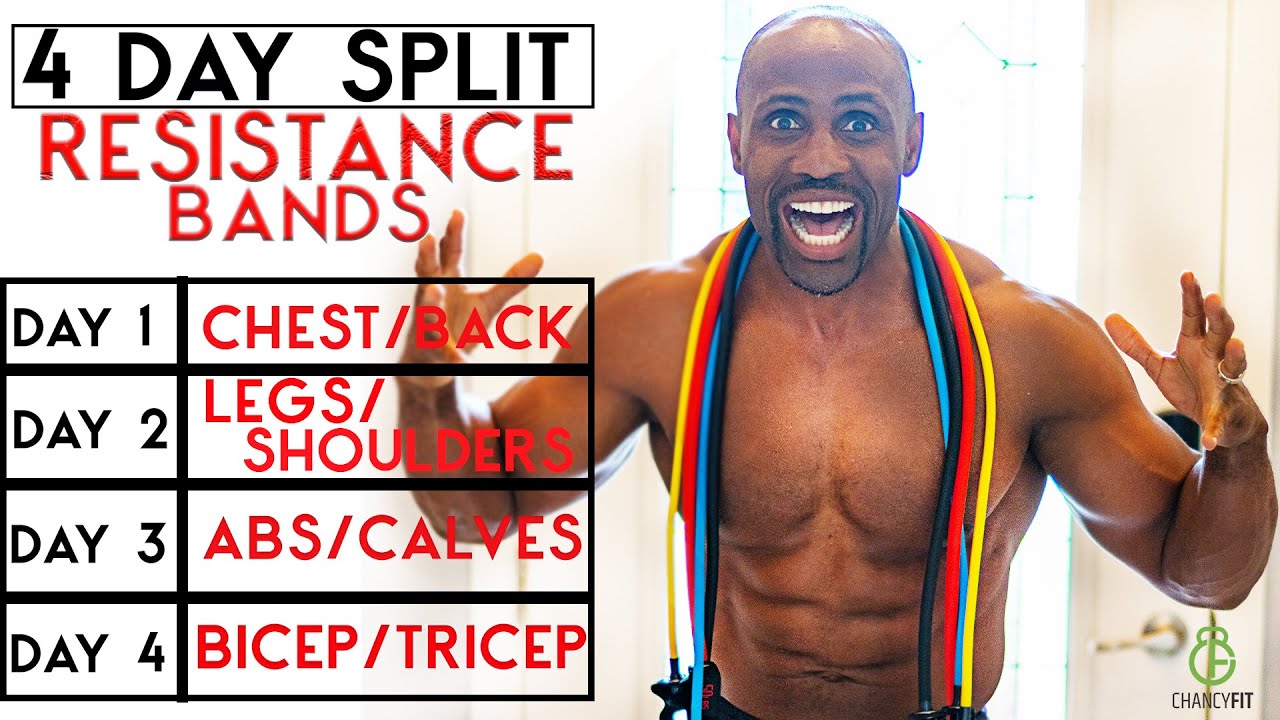 TWO MUSCLE GROUPS  PER DAY SPLIT PLAN | FULL WEEK WORKOUT PLAN WITH RESISTANCE BAND AT HOME