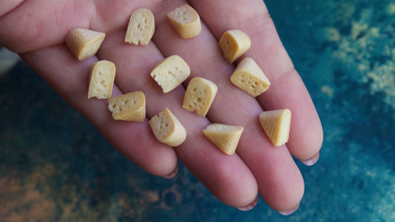 DIY miniature polymer clay cheese 🧀 Polymer clay tutorial | Dollhouse miniatures