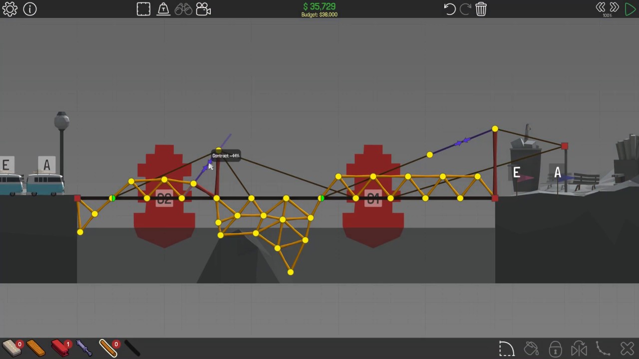 Poly Bridge 5-10 Double Drawbridge