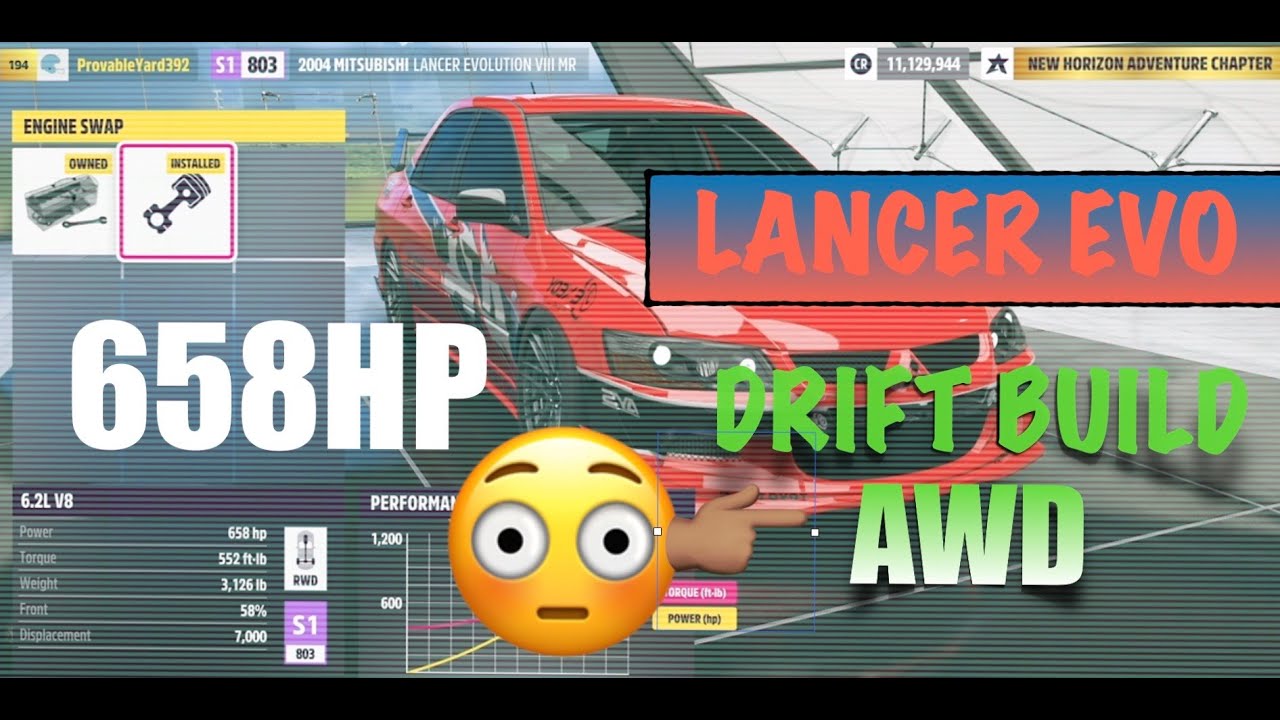 FORZA HORIZON 5 - 😱BEST AWD DRIFT BUILD LANCER😱 - (658HP 2004 LANCER EVO AWD DRIFT BUILD)