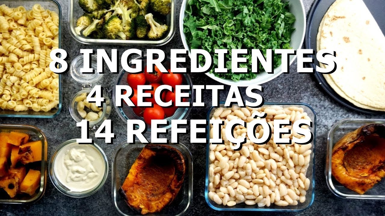 8 ingredientes e 1 semana de almoços e jantas saudáveis
