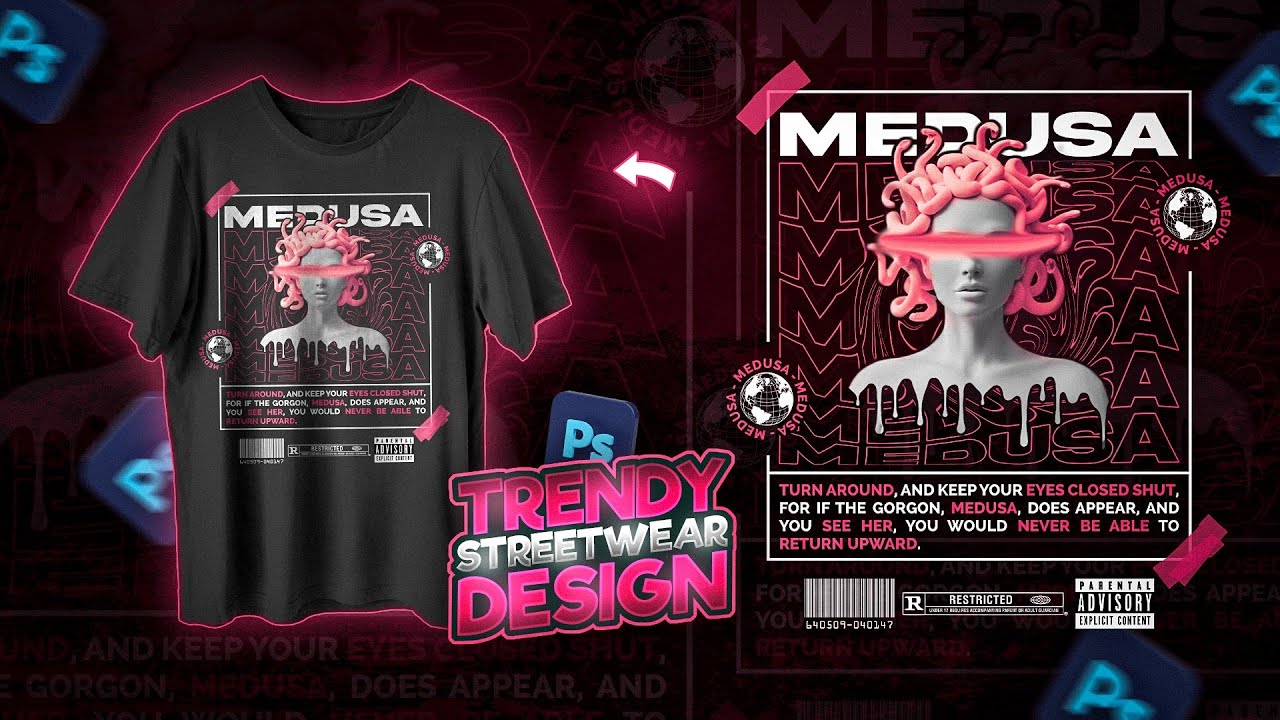 Create Trendy Eye-Catching Statue Streetwear T-Shirt Designs in Photoshop || Vaporwave Streetwear