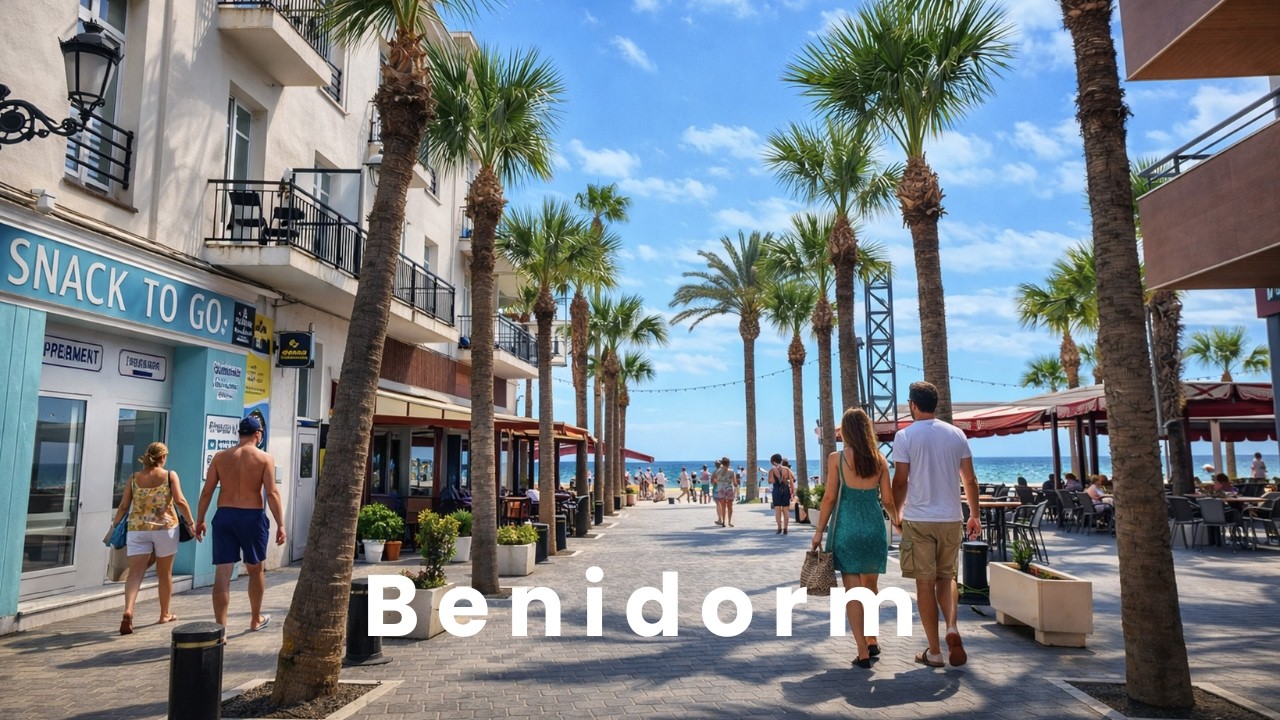 Benidorm Spain Walking Tour 🇪🇸 | 4K Beach City with Skyscrapers & Holiday Vibes