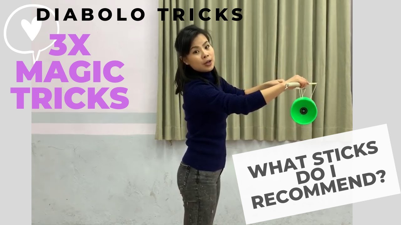 Diabolo tricks 3X magic tricks for beginners and What type of sticks I use and recommend.