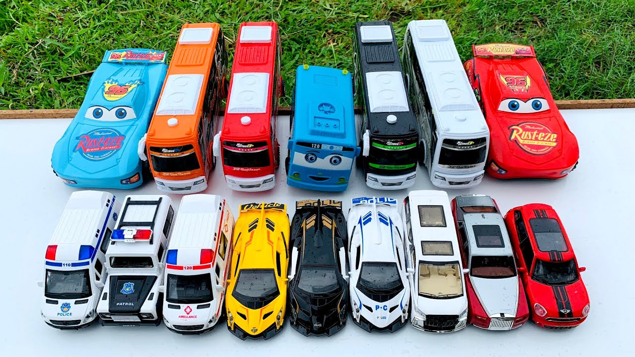 Mobil Mobilan Meluncur Truk oleng, Mobil Ambulan, Mobil Balap, Truk Molen, Truk Sampah, Tayo #2300