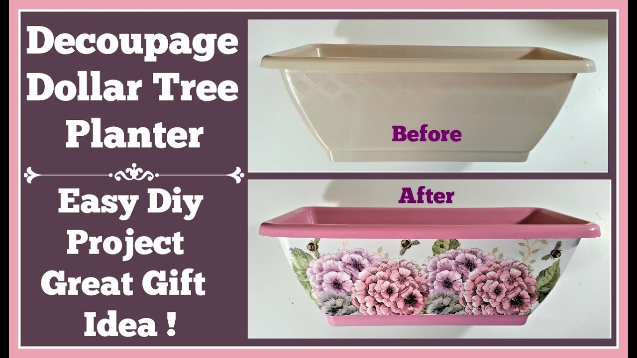 Decoupage Dollar Tree Planter, Easy Diy Project and Great Gift Idea.