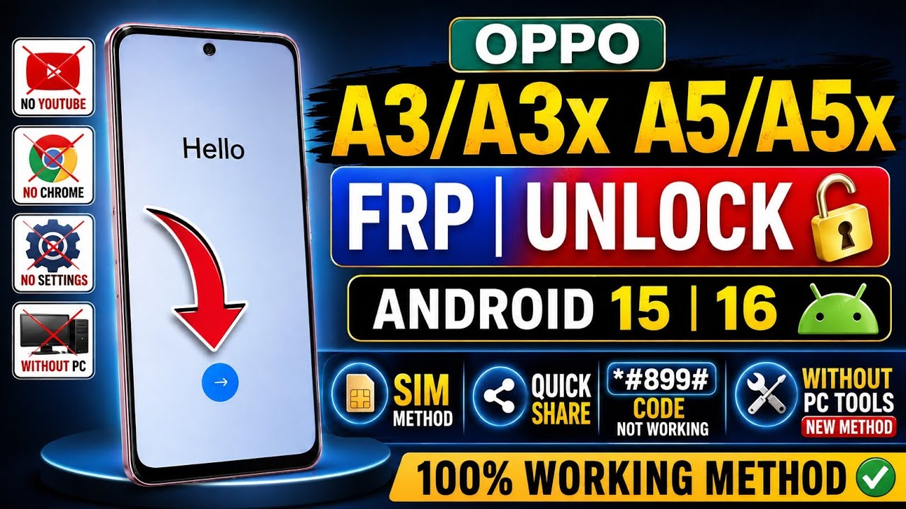 Oppo Frp Bypass Android 16 (Latest Update 2026) New Method | Android 15, 16 Frp Bypass All Models 