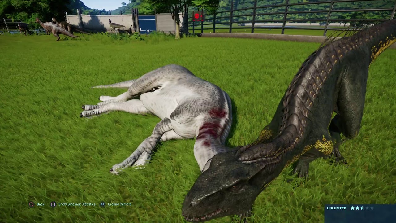 Jurassic World Evolution: Indoraptor hadrosaur rampage (With gallimimus)