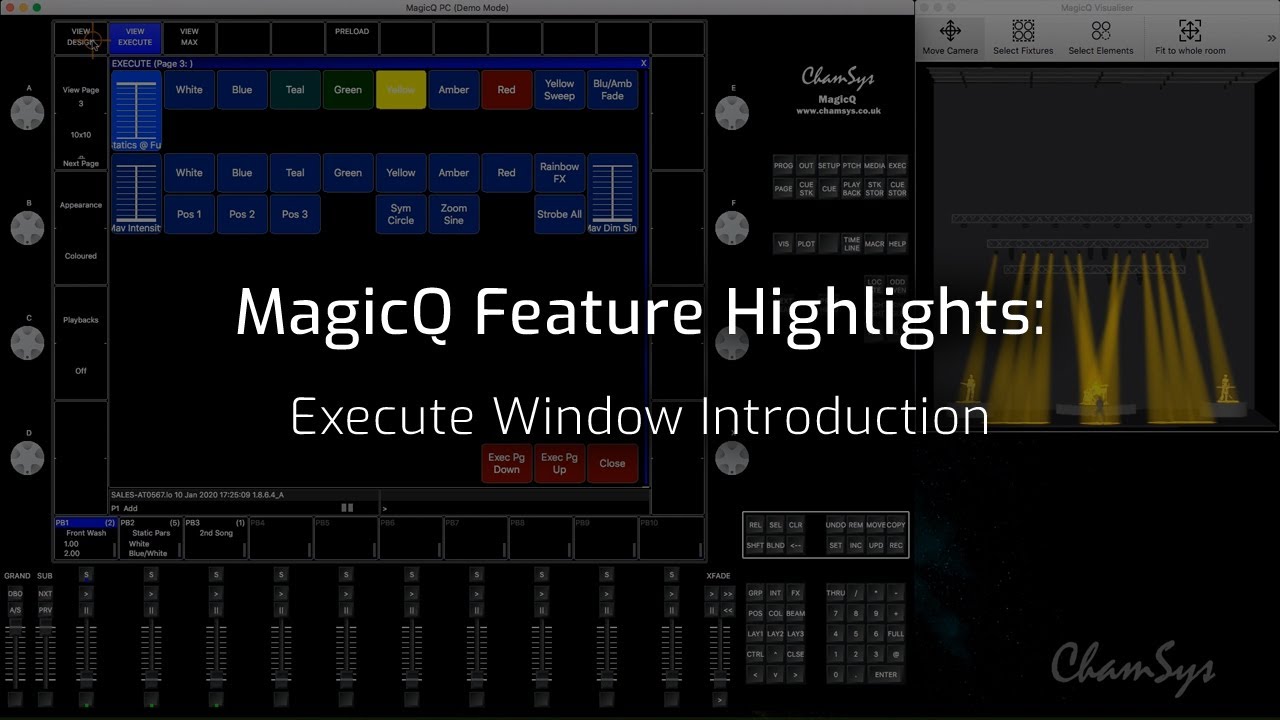 Видеоролики о функциях MagicQ: Введение в окно «Выполнить»