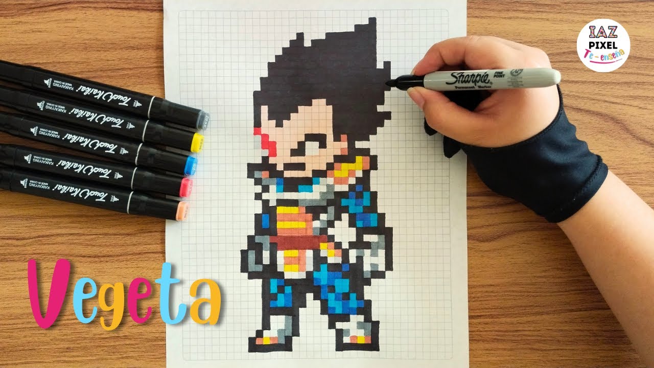 Como dibujar a VEGETA en PIXEL ART – Tutorial paso a paso