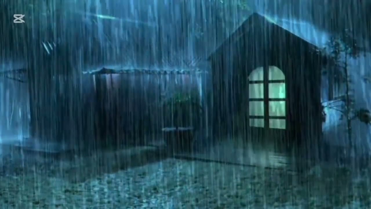 Heavy rain on steel roof ASMR 