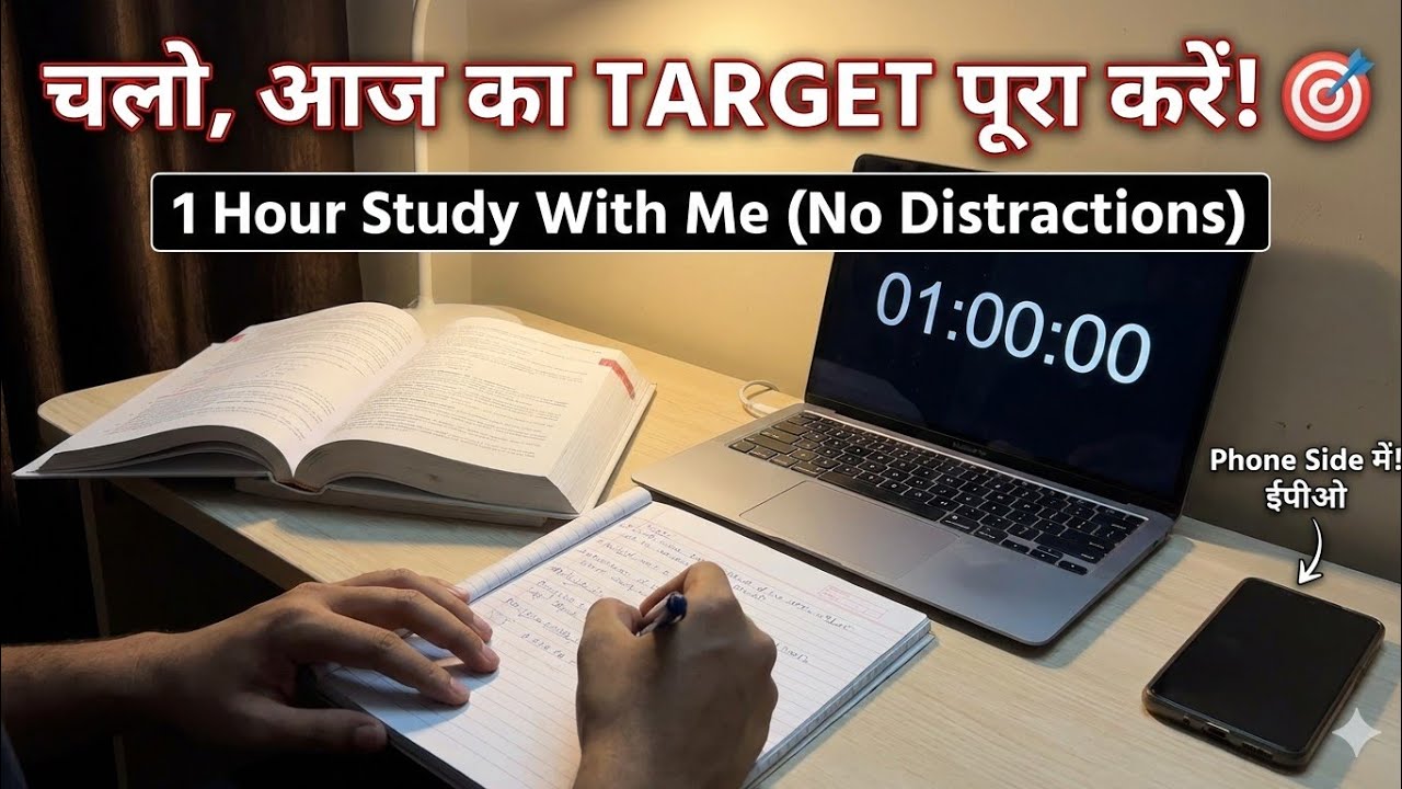 1 Hours Deep Work: Mere Saath Padhai Karo 📚 | Study With Me Vlog 7 || part 2