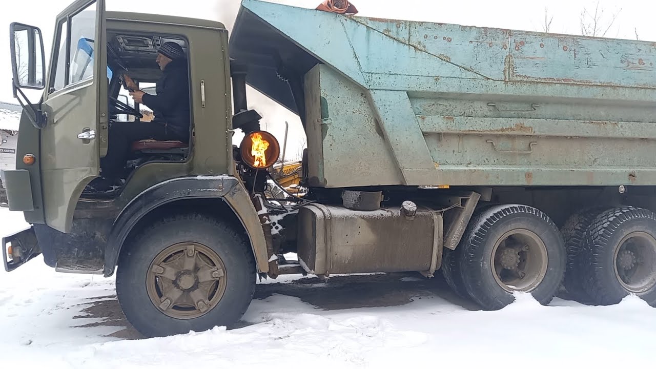 Заводим КАМАЗ после мороза. Замерз воздух