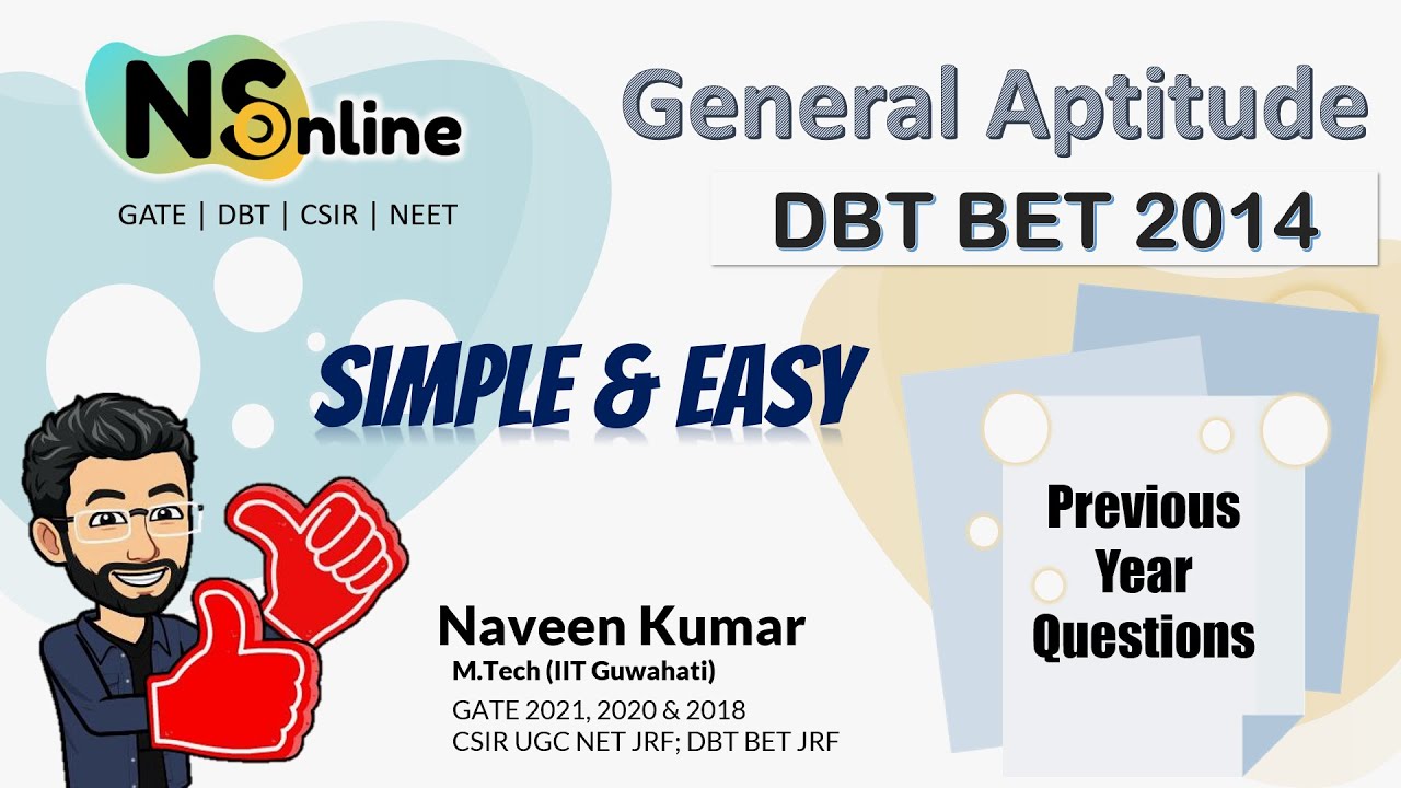 DBT BET 2014 | General Aptitude Questions | Simple and Easy  || DBT BET 2022 Exam