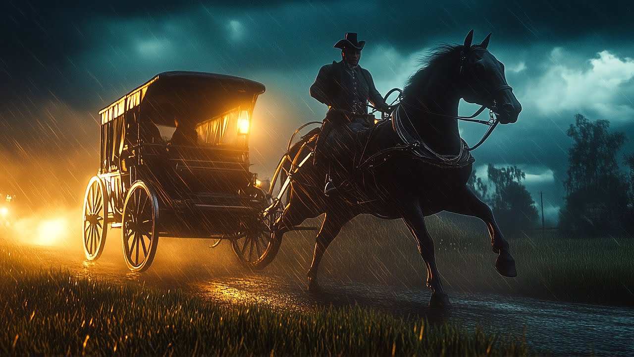 8Hours Thunderstorm Horse Carriage Ride in Red Dead Redemption 2  RDR2 ASMR #2