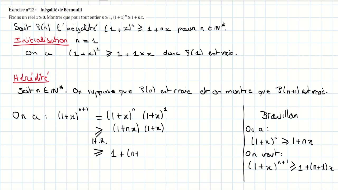 TD5 M&eacute;thodes de raisonnement / R&eacute;currence / Exercice12