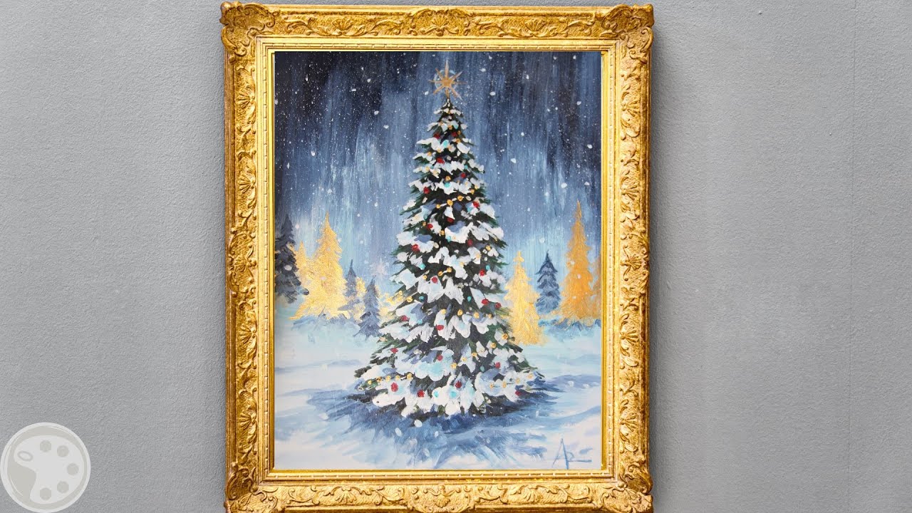 How to Paint a Christmas Tree | Acrylic Painting Tutorial for Beginners