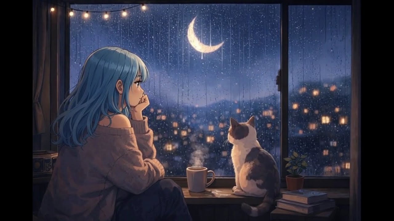 Cozy Rain Lofi ☔| Soft Rain Lofi 🌙 Calm Music & Chill