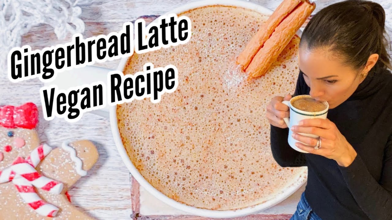 Easy Gingerbread Latte Vegan Recipe. Warm Cozy Winter Drink. #gingerbread #latte #vegan