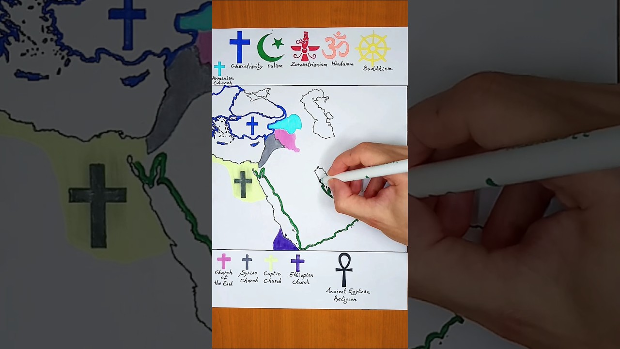 Religion in Middle East Around 650 AD | Map drawing #shorts #religion #drawing #education #viral