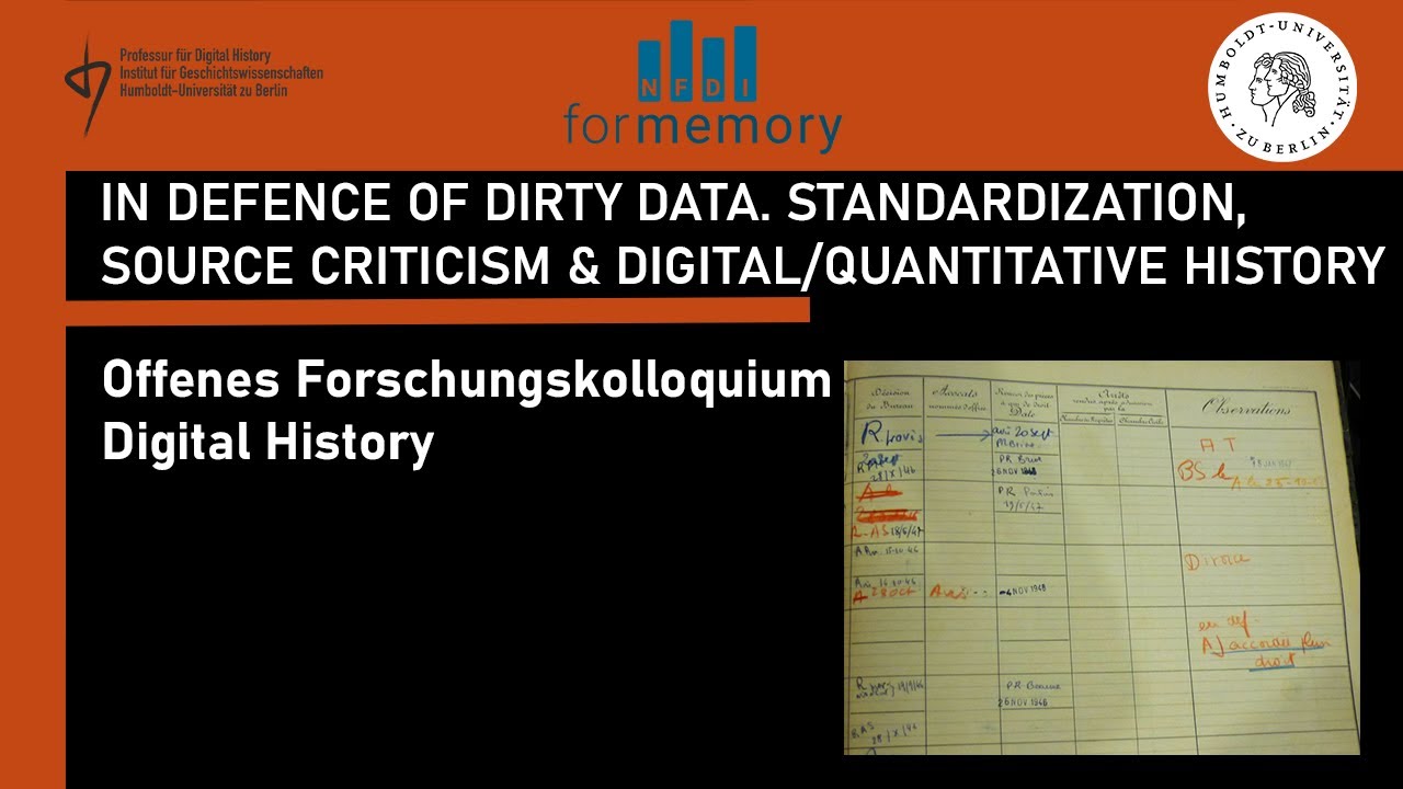 Claire Lemercier: In Defence of Dirty Data.