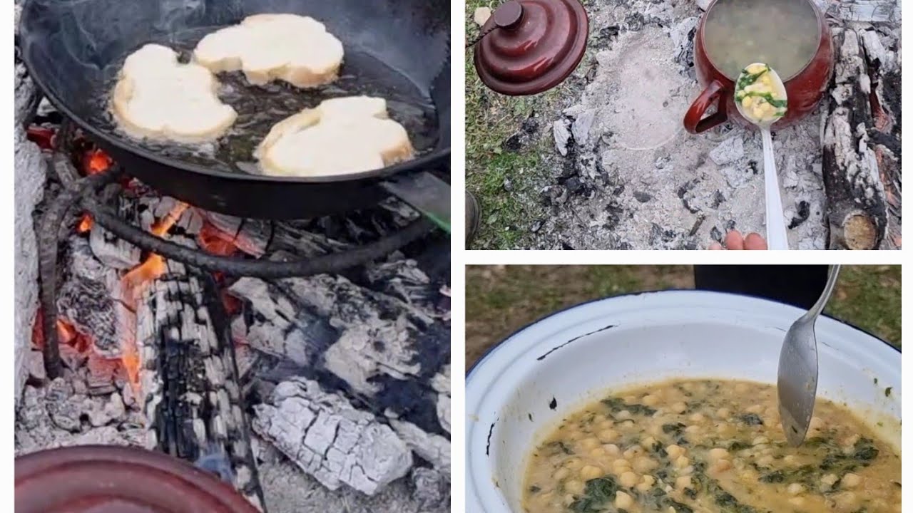 Hacemos un potaje al fuego en el campo😉💪