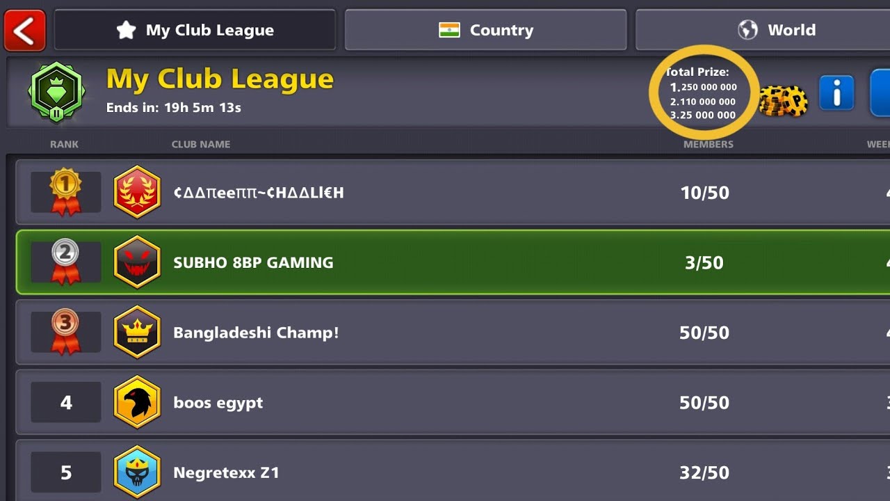CLUB LEAGUE TOP 😱 8 BALL POOL