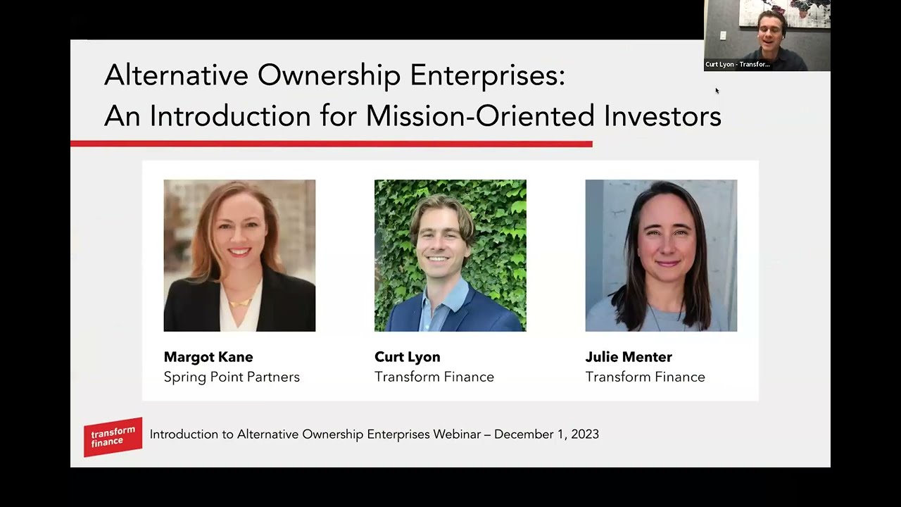 Alternative Ownership Enterprises: an Introduction for Mission Oriented Investors