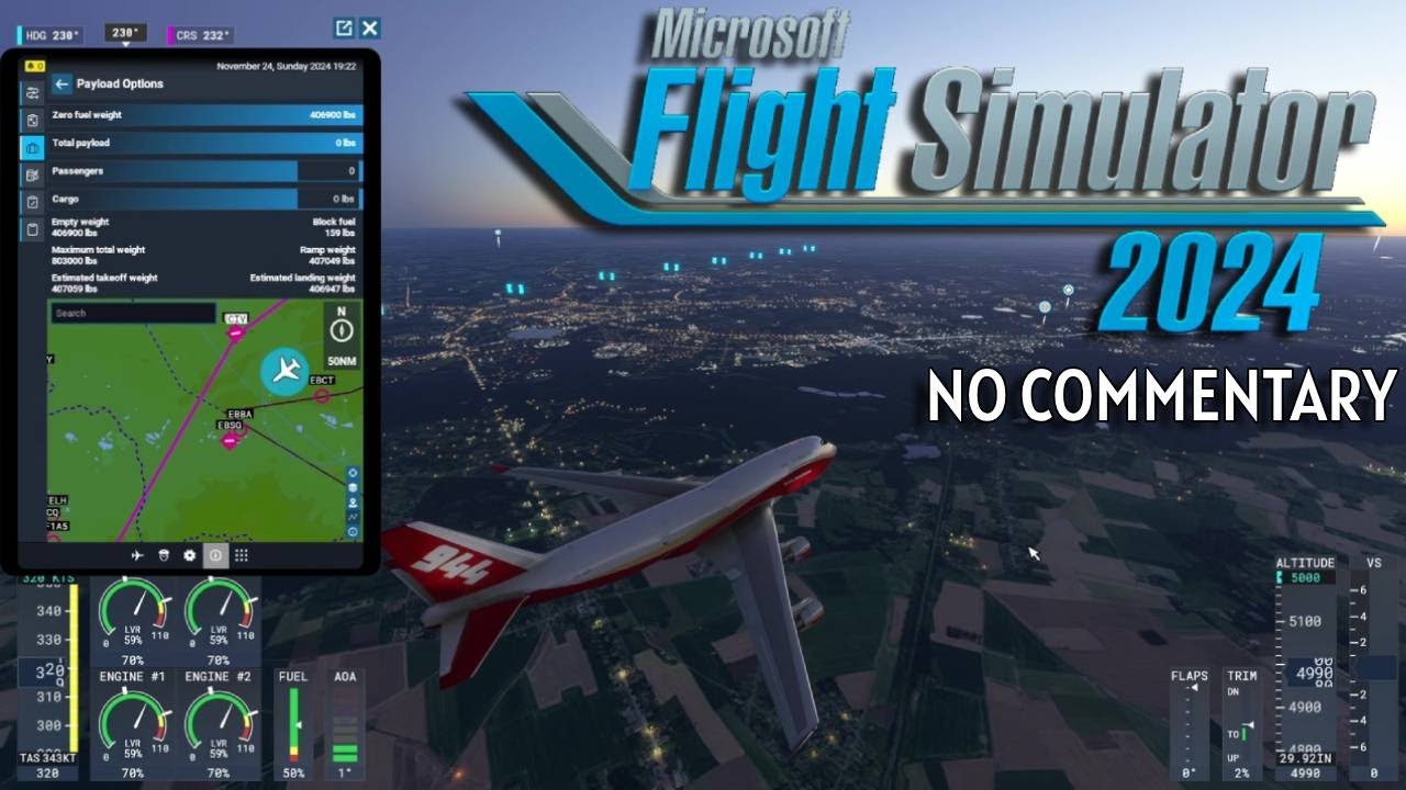 Microsoft Flight Simulator 2024 first look no commentary full flight with Boeing B747-400 GST