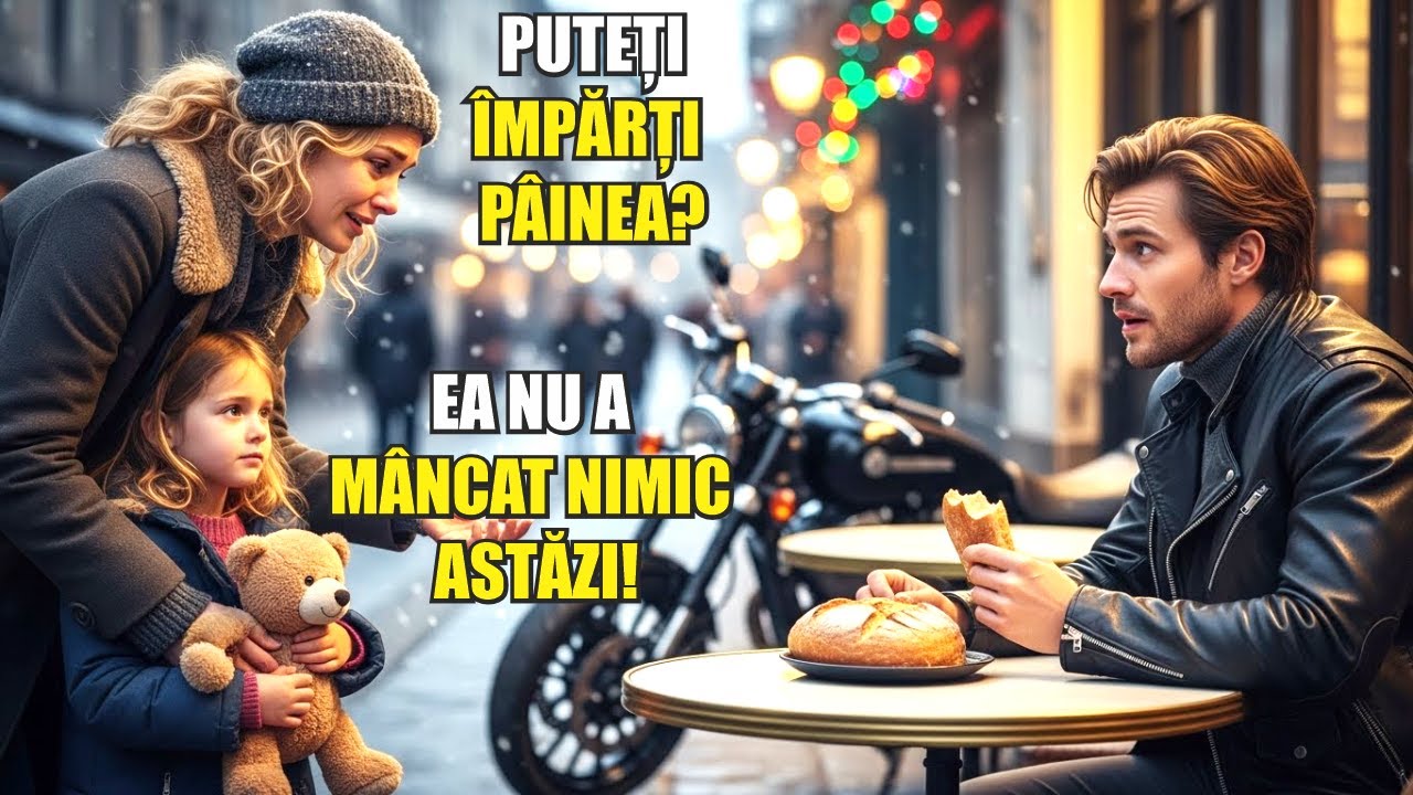 O MAMĂ SĂRACĂ CERE SĂ ÎMPARTĂ PÂINEA DE CRĂCIUN FĂRĂ SĂ ȘTIE CINE E MOTOCICLISTUL CARE APARE