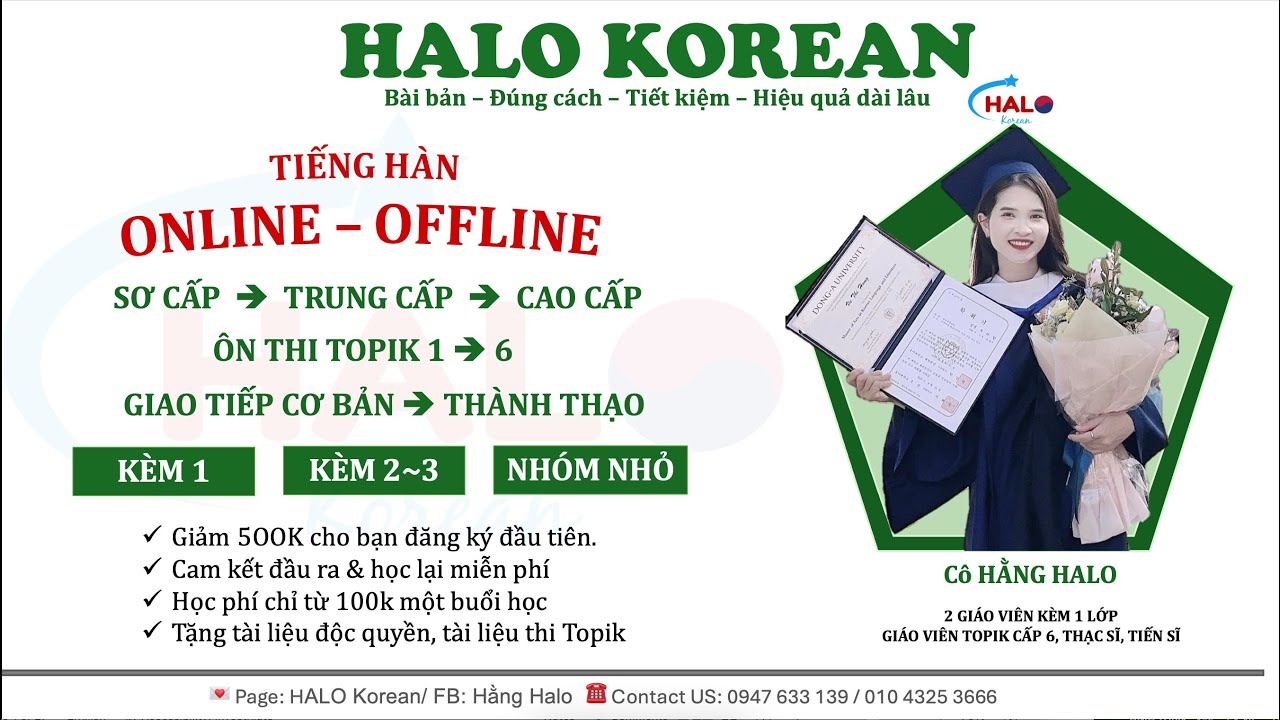 [HALO KOREAN] Lớp TOPIK- cô Hằng Halo dạy trực tiếp.