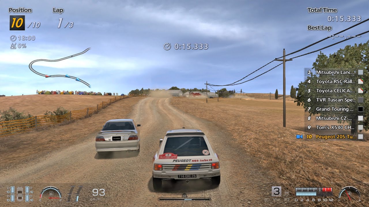 Gran Turismo 6 | Peugeot 205 Turbo 16 Rally Car 1985 top speed | Toscana Reverse race | GT6 | PS3