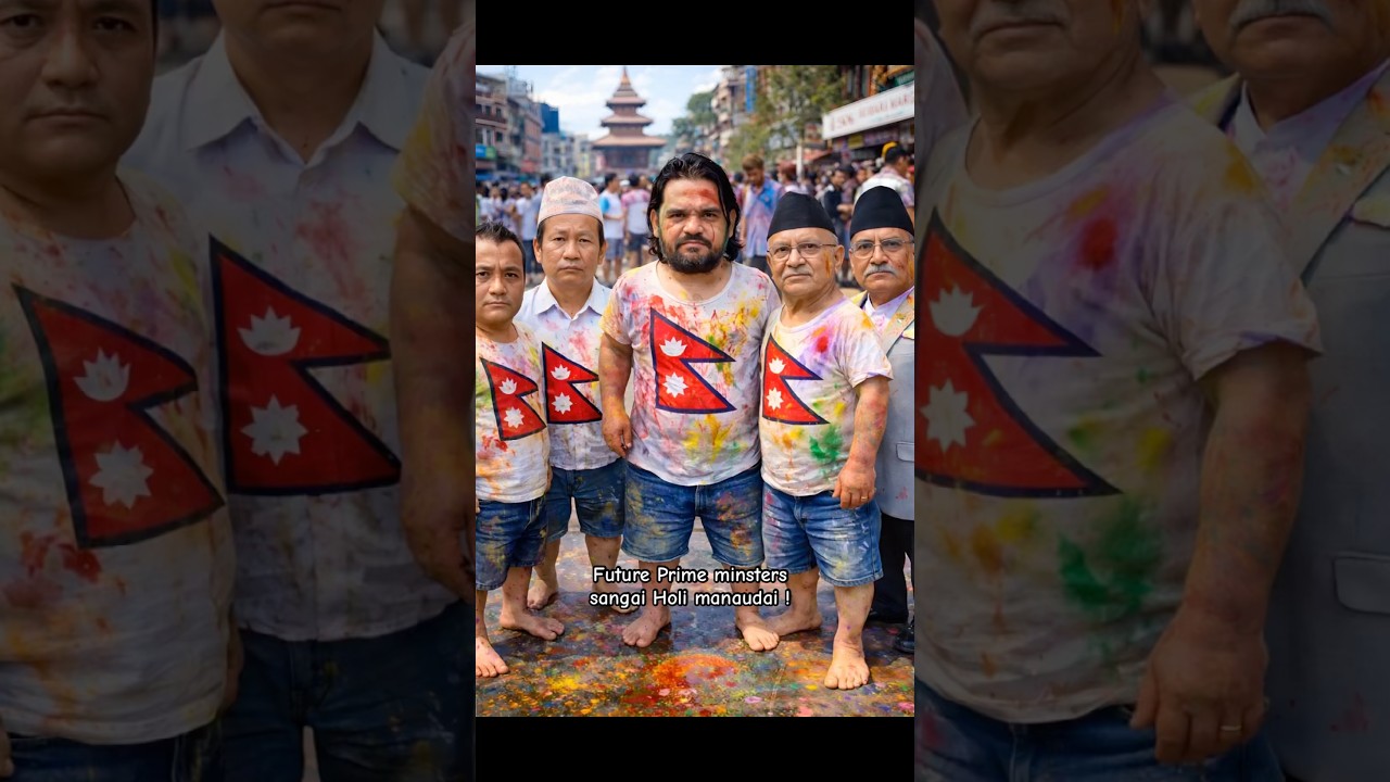 Balen, Gagan, Harka, KP Oli and Prachanda holi manaudai Tunglung beat ma #shorts #holi #funny #genz