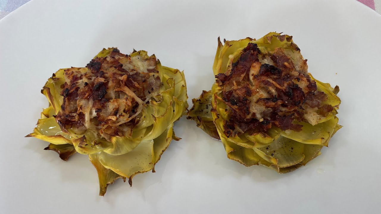 Flors de carxofa amb pernil i formatge