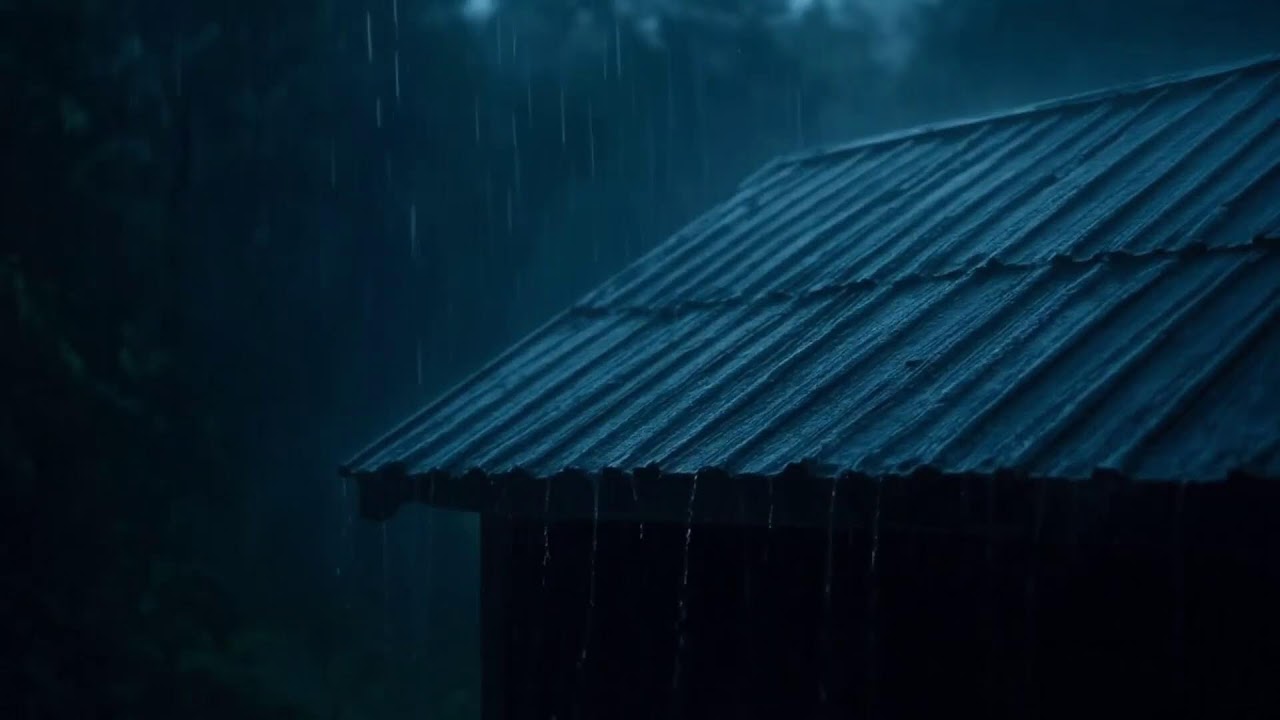 Relaxing Roof Rain at Night | Heavy Rain Sounds to Fall Asleep Fast 🌙🌧️