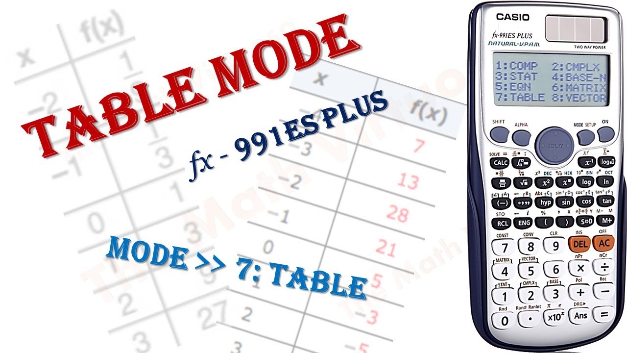 Подробное изучение режима TABLE калькулятора CASIO fx-991ES PLUS с примерами