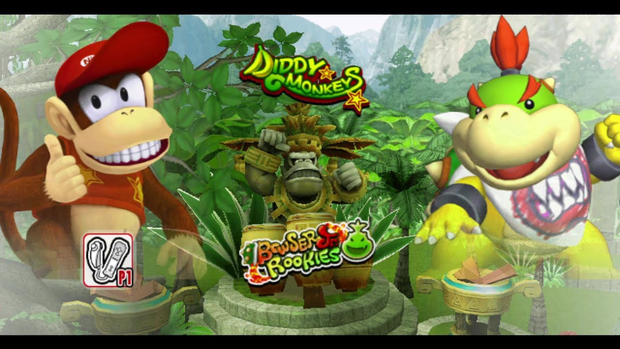 Mario Super Sluggers Diddy Monkeys vs Bowser Jr Rookies in DK Jungle Day