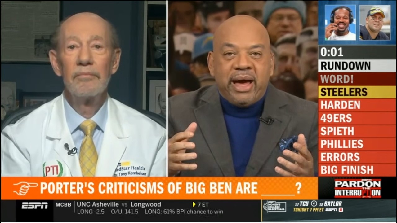 Pardon The Interruption | Wilbon on Joey Porter Sr. blasts Big Ben is not &lsquo;a good teammate, person&rsquo;