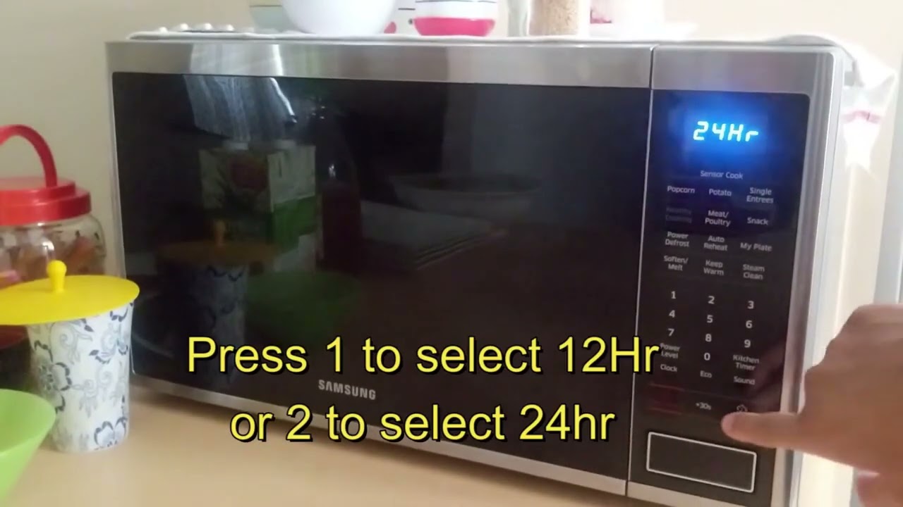 HOW TO CHANGE THE SAMSUNG MICROWAVE CLOCK FROM 12 hours to 24 hours and vice versa