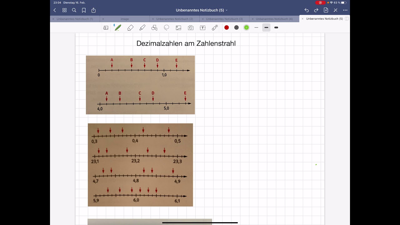 Dezimalzahlen am Zahlenstrahl