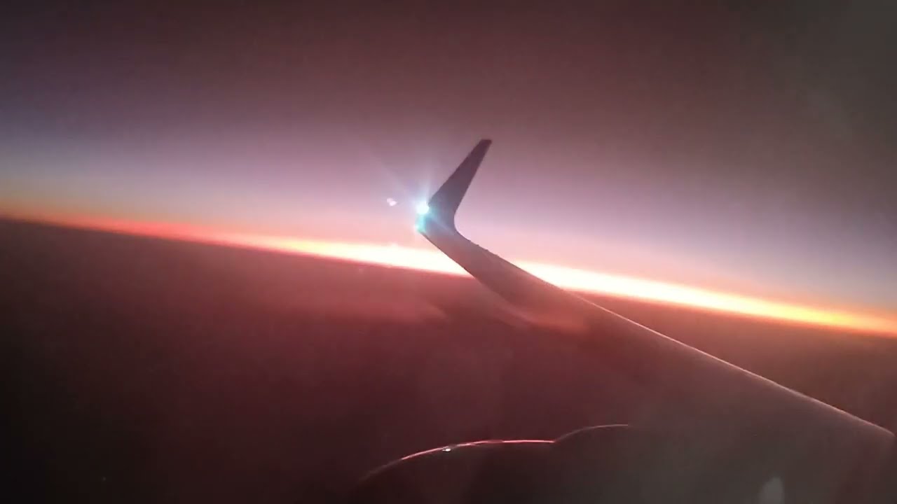 beautiful sunrise view from airplane.