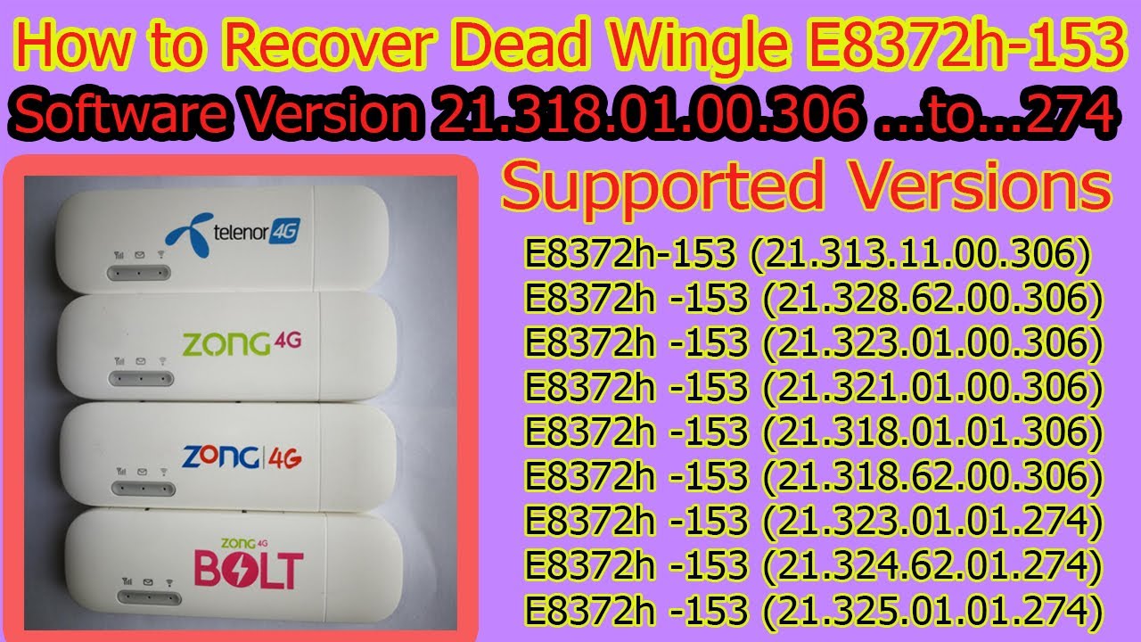 How to Recover ZONG, Huawei & Telenor E8372h-153 device | Telenor E8372-608