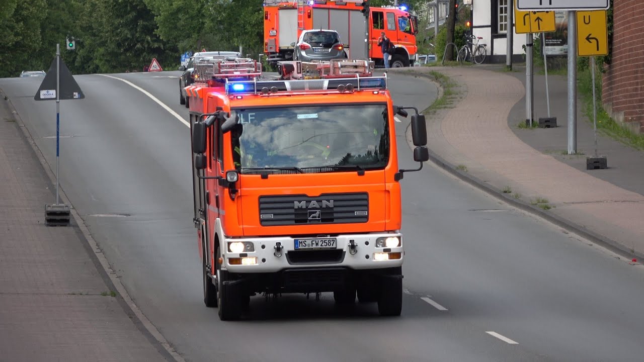 [Großbrand und BMA zeitgleich] Einsatzfahrten freiwillige Feuerwehr und Rettungsdienst Münster