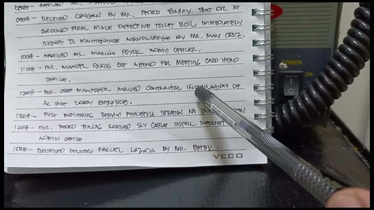 Pano mag logbook assumed and turnover or handover