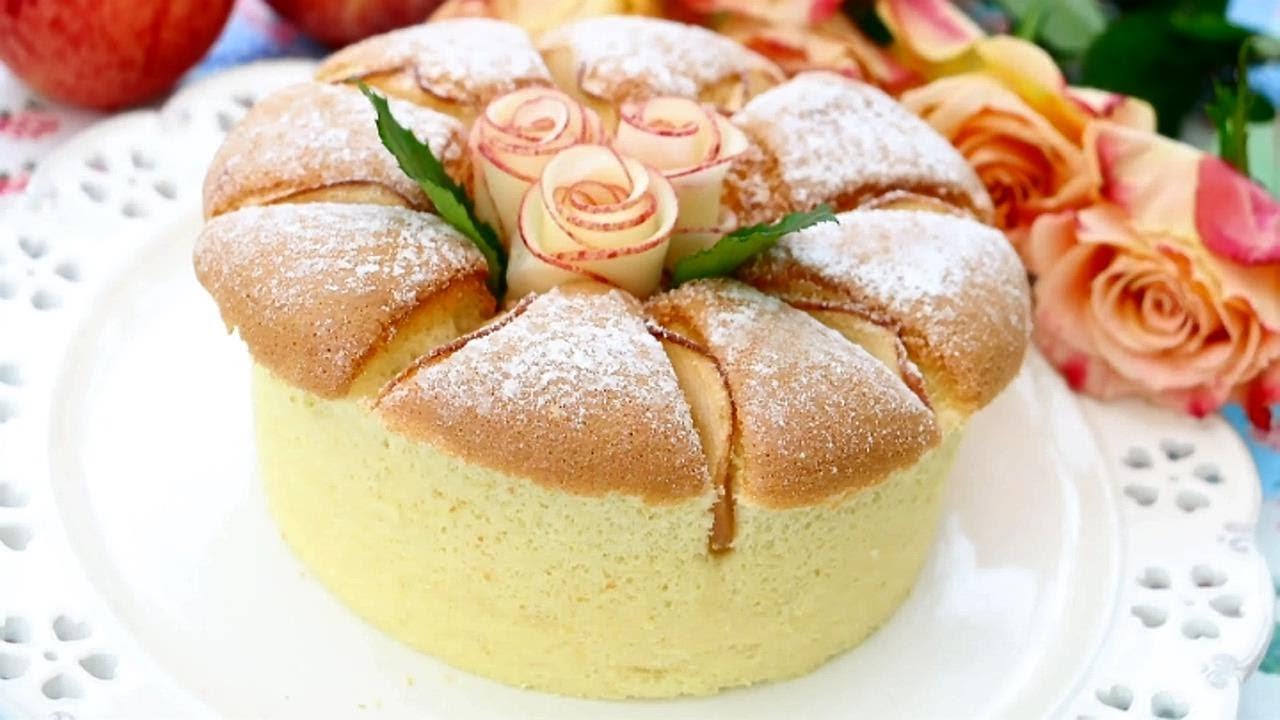 Apple Rose Flower Cake 🌹 Super Soft &  Fluffy Cotton Sponge Cake