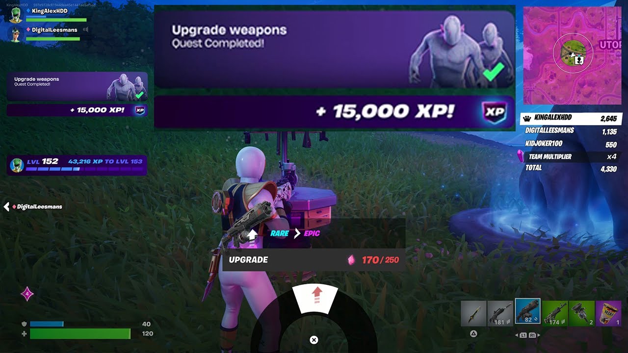 Как ЛЕГКО улучшить оружие в локациях Fortnite Квест!