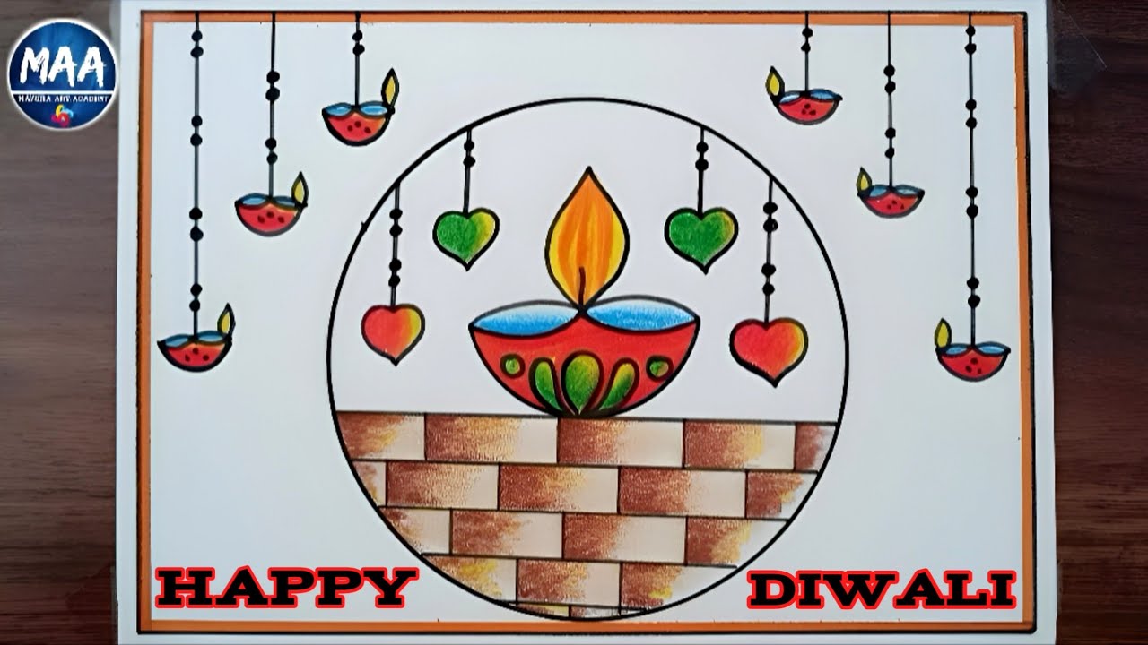 Diwali Diya Drawing Easy | Happy Diwali Drawing | Diwali Festival Drawing #diwali #diya