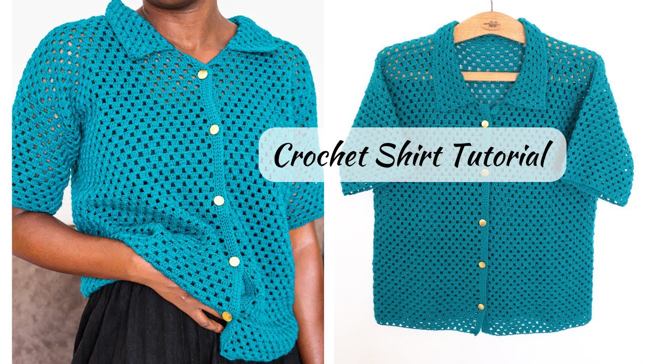 How to crochet a granny shirt | buttoned crochet shirt tutorial