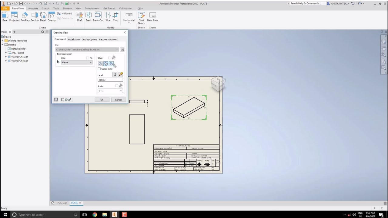 Create new Title block in sheet drawing and Template saving of Inventor.